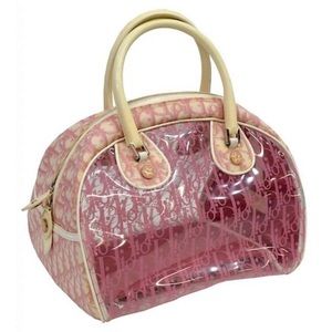 ✨Sold✨Dior Pink Monogram Canvas Clear Vinyl Trotteur Boston PVC Handbag